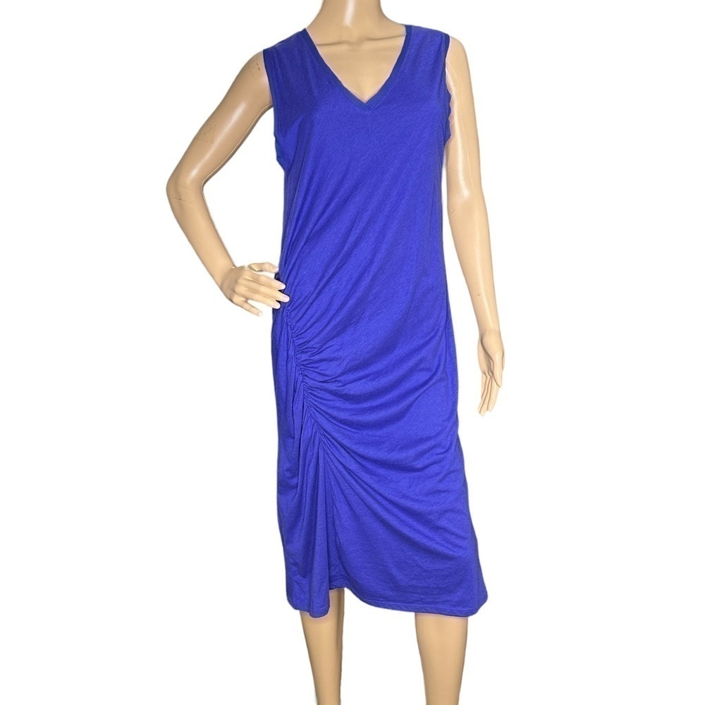 Kenneth Cole Tank Dress Spectrum Blue V-neck Ruched Side Sleeveless NWT small